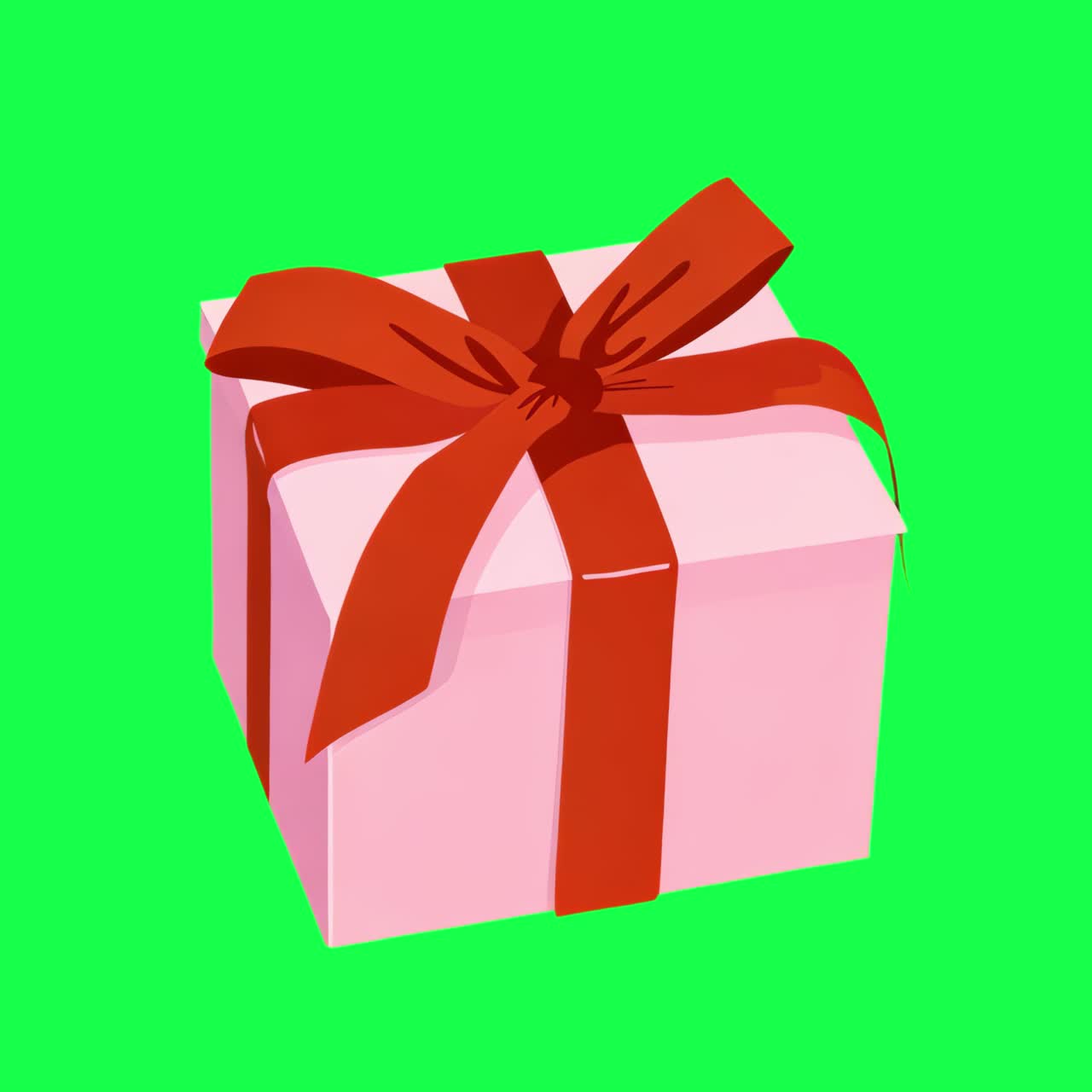 Animazione di confezione regalo con nastro rosso, video 4K trasparente, green screen