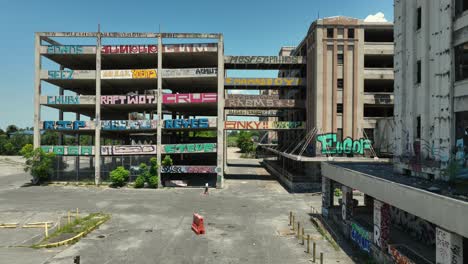 aerial approach of an abandoned us marine corp support facility in new orleans post hurricane katrina