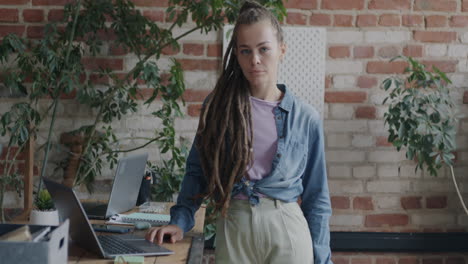 woman in modern home office