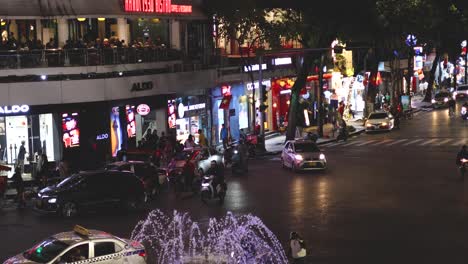 vibrant street life and traffic in hanoi at night