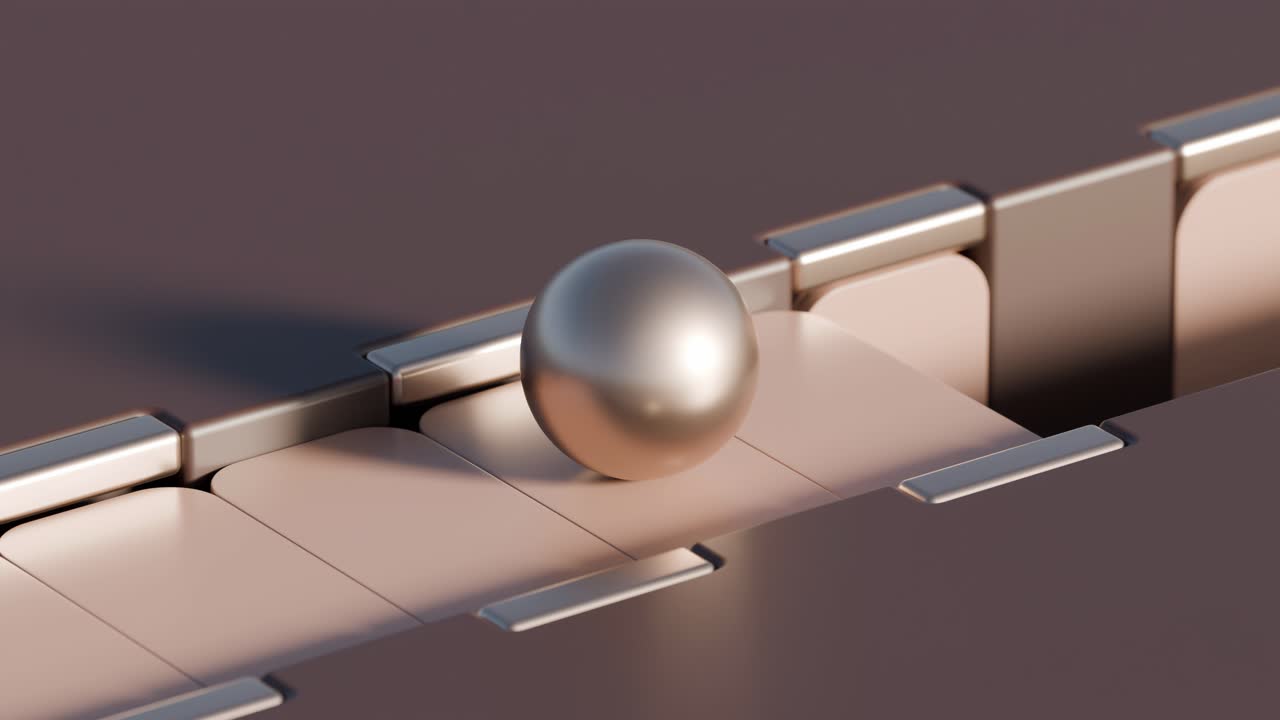 Abstract 3D Render of a Metallic Sphere on a Geometric Structure