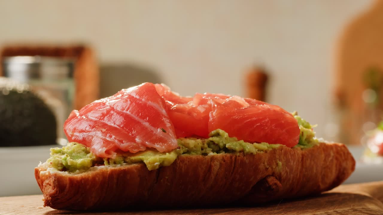 Salmon and Avocado Croissant Sandwich