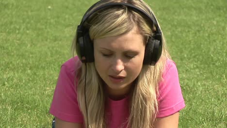 female listening to music