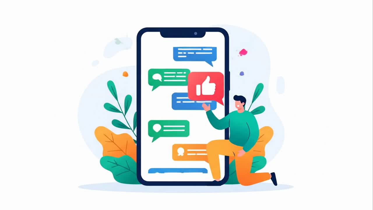 Man using a smartphone for social media and online chat communication