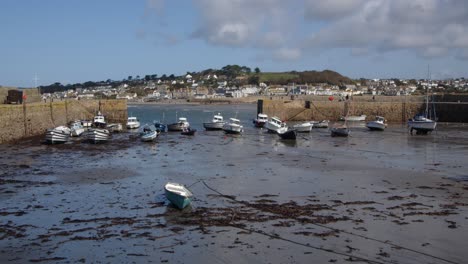 wide-shot-of-the-tide-out-in-St-Michael's-mount-harbour-entrance