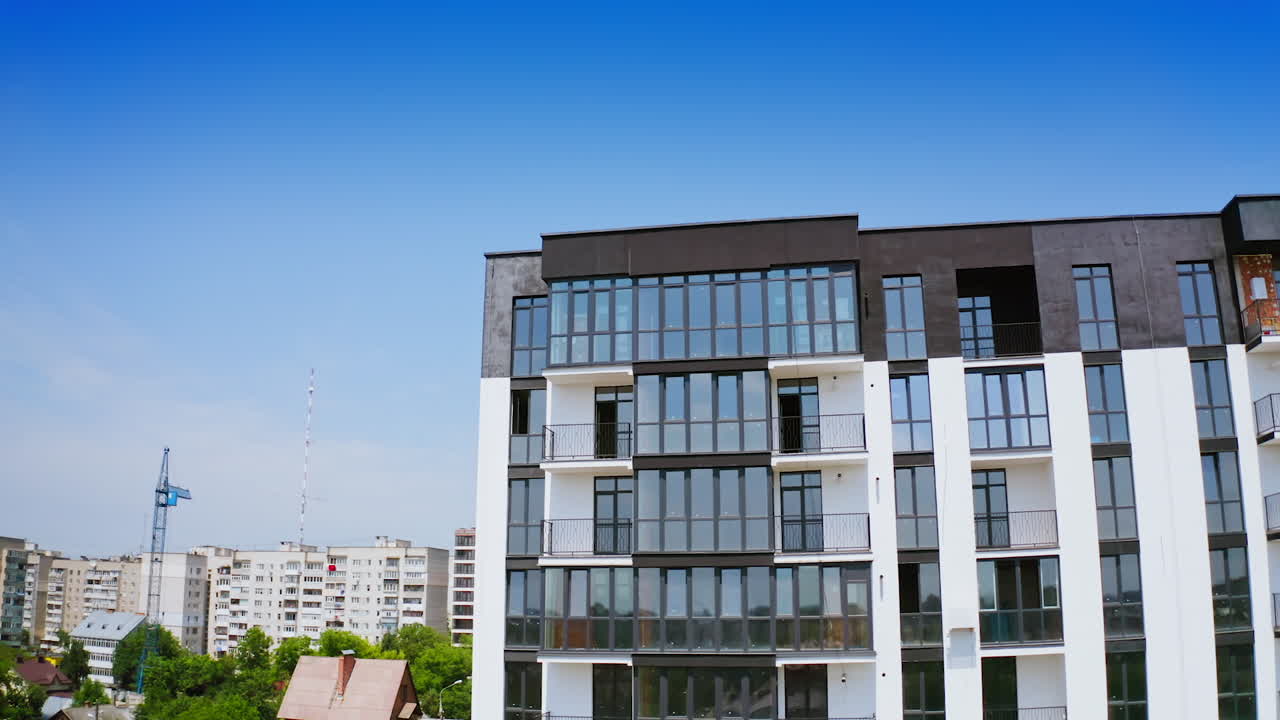 New Town Apartment Complex Landscape. Aerial view of modern apartment residential building architecture