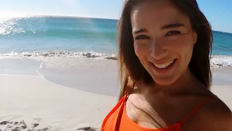 beautiful woman smiling on the beach