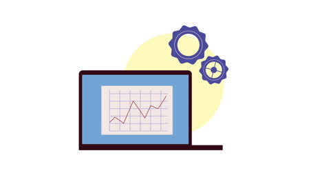 statistics in laptop with gears