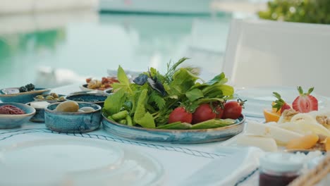 a rich turkish breakfast by the sea