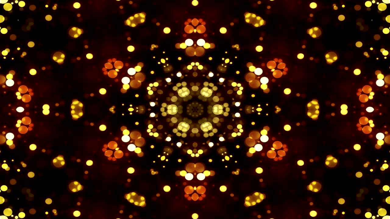 Abstract Colorful Shiny and Hypnotic   Concept Symmetric Pattern Ornamental Decorative Kaleidoscope Movement Geometric Circle and Star Shapes