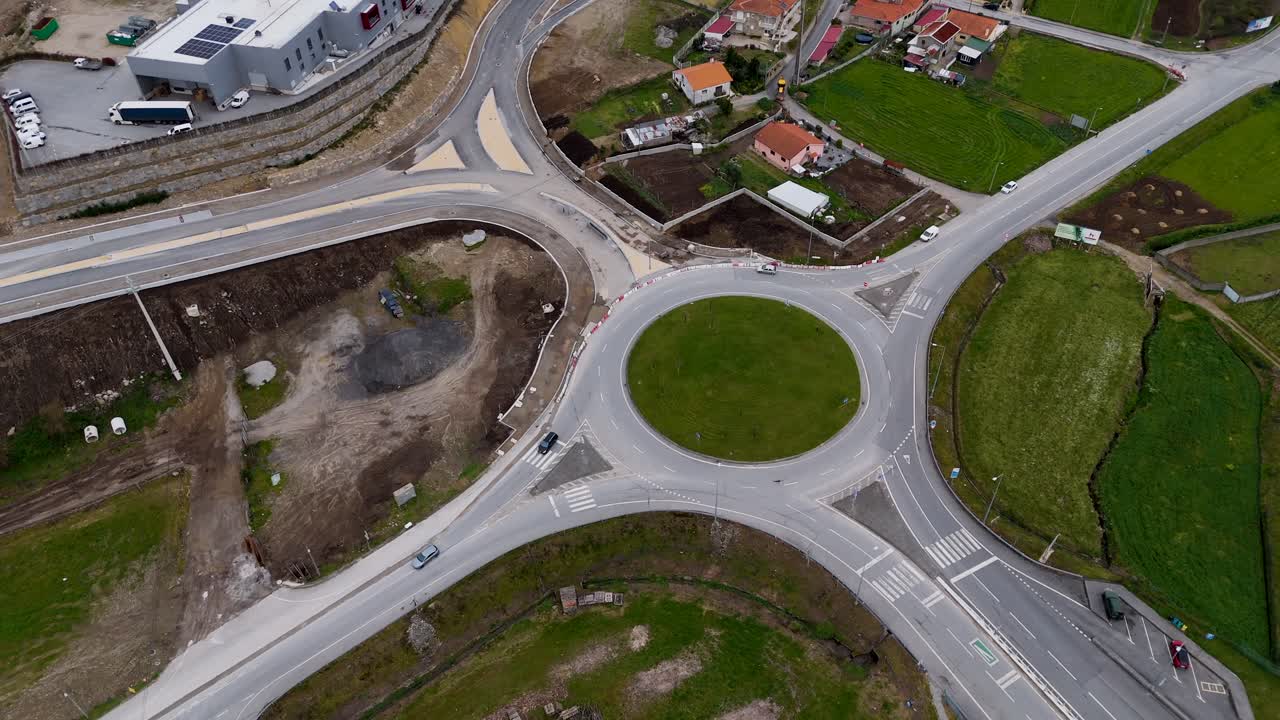 Aerial - roundabout with connecting roads in Revinhade Felgueiras Portugal