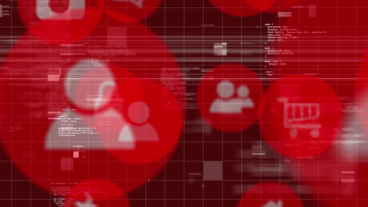 빨간색 배경으로 데이터 처리의 애니메이션