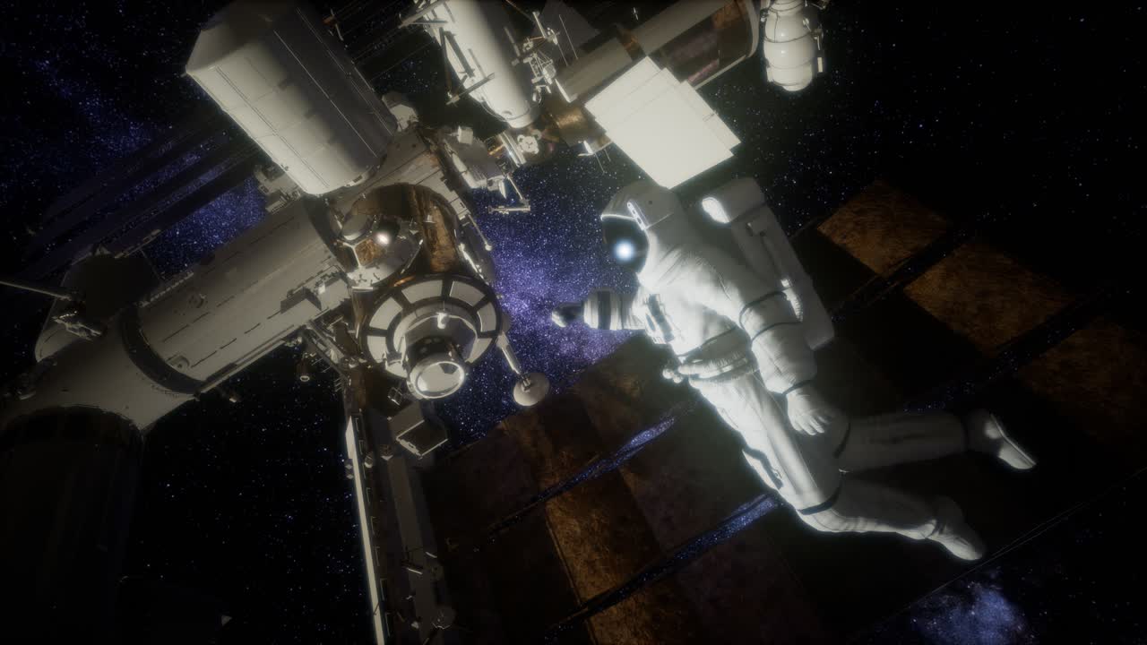 Astronot di luar Stasiun Luar Angkasa Internasional saat spacewalk.