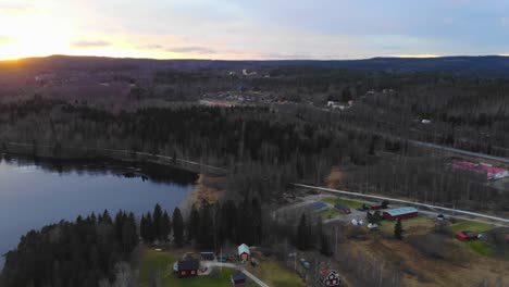 Drone-shot-by-a-lake-in-SwedenDrone,-Nature,-Sweden,-Scandinavia,-V