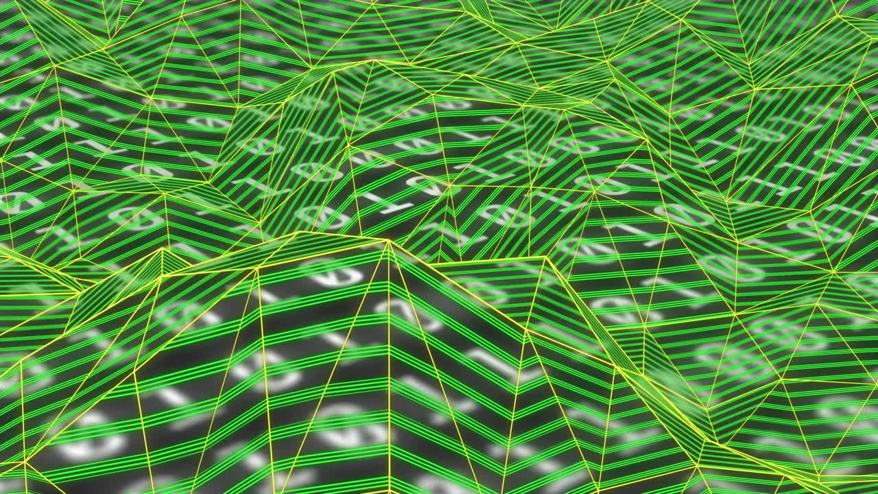 animación de formas verdes en codificación binaria