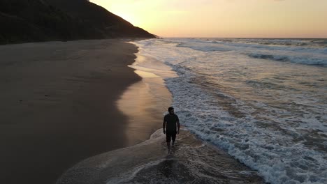 walking alone on beach