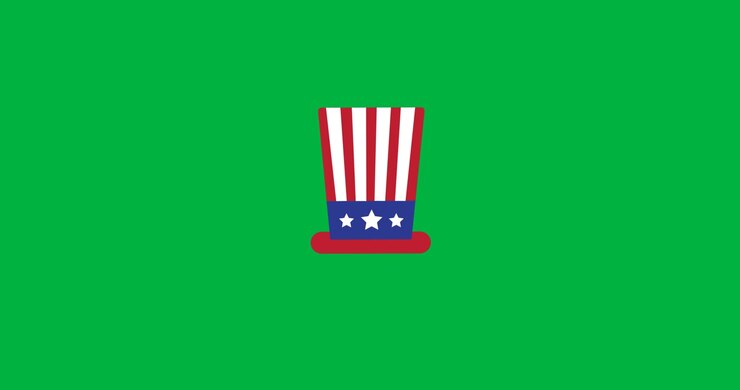 Digital animation of american flag design over hat icon against black background