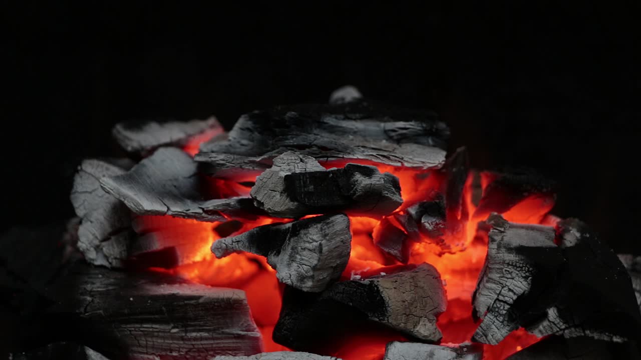Glowing Embers of a Charcoal Fire