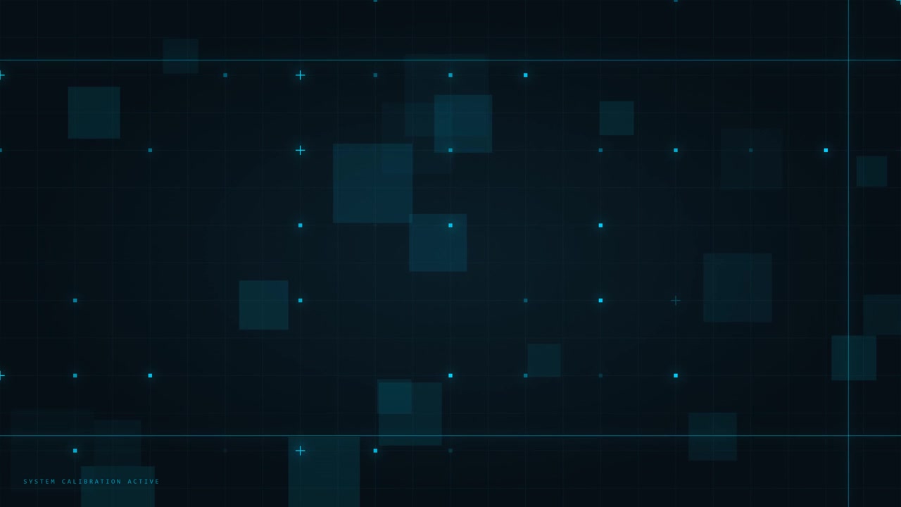 Digital HUD Interface with Floating Squares and Grid Lines