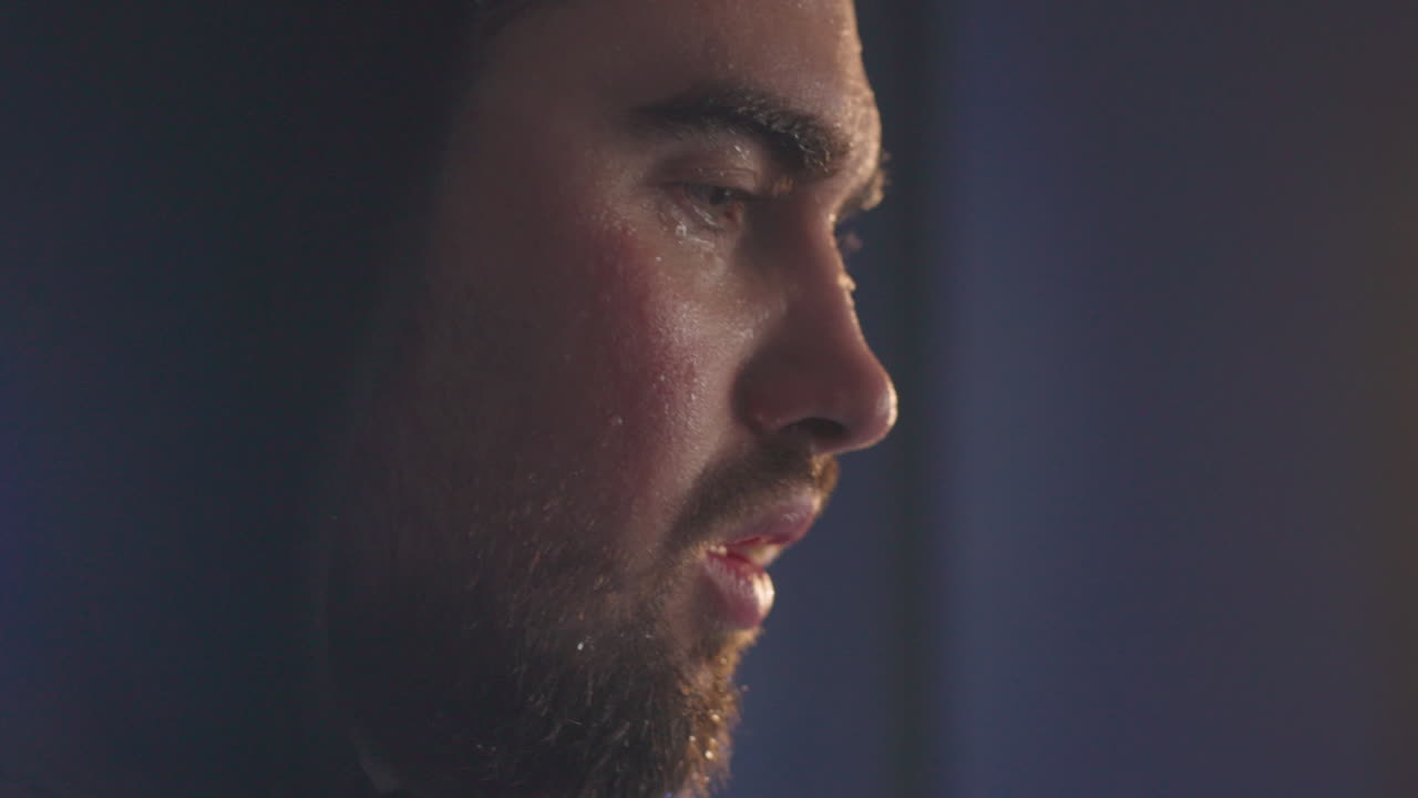 Close Up Of A Sweaty Sportive Man In Hoodie Having Shortness Of Breath After Workout 4