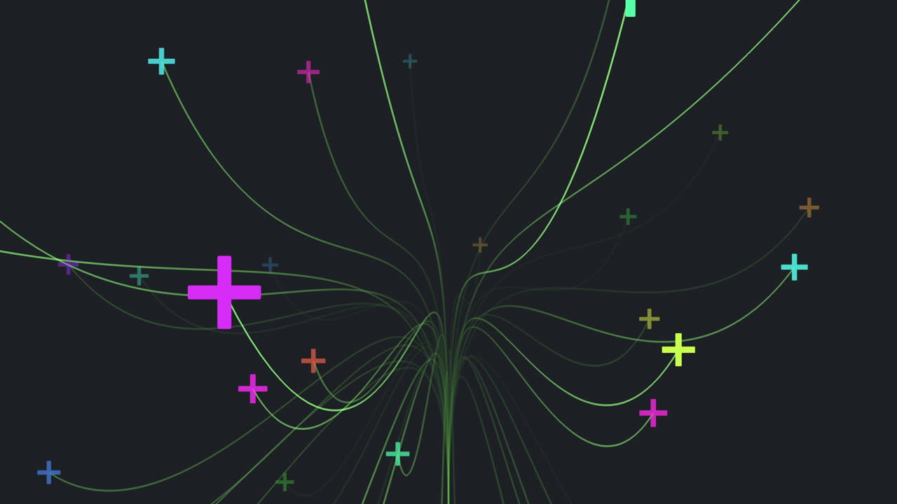 검정 그라데이션에 십자가와 선이 있는 미래형 꽃