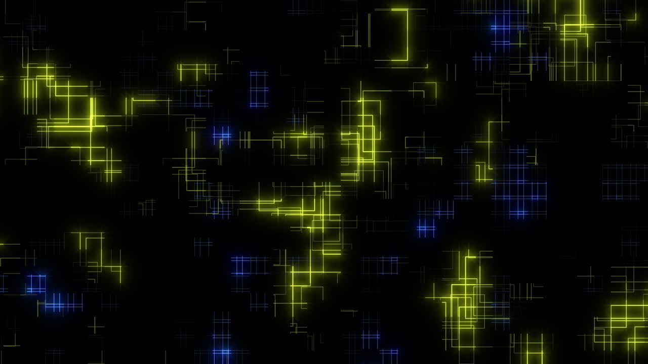 Modern and striking yellow and blue square pattern on black background