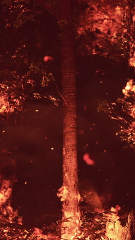 un árbol ardiendo en un incendio forestal