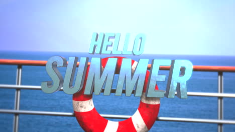 hello summer with red lifebuoy on passenger ship in ocean