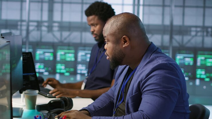 Stressed IT Workers in Server Room