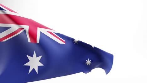 Australian-flag-waving-in-breeze-against-white-background