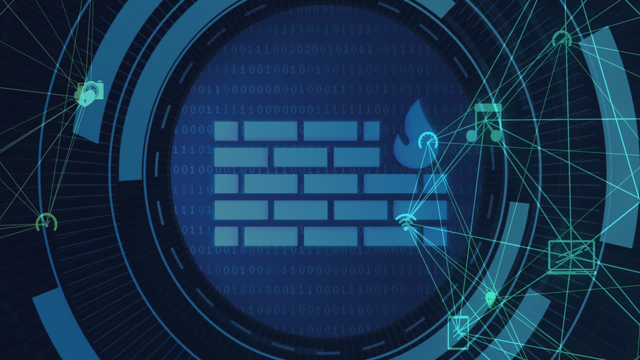 Animation of wall icon and data processing over media icons