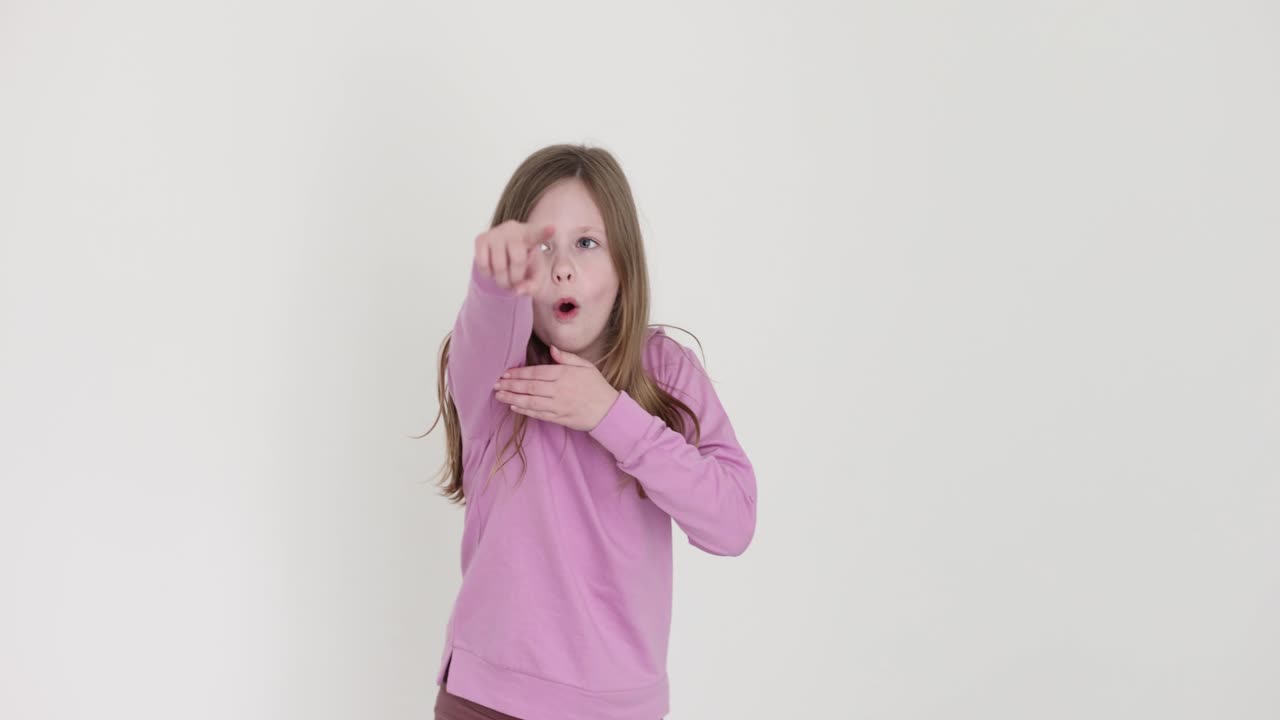 Cute Young Girl Reacting with Surprise and Awe