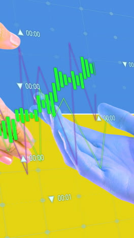 animación del procesamiento de datos sobre las manos y la bandera de ucrania