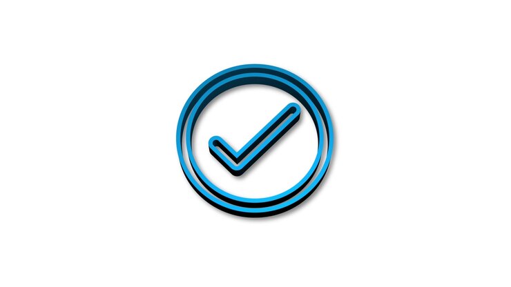 Check mark symbol icon 3d animation isolated on white background