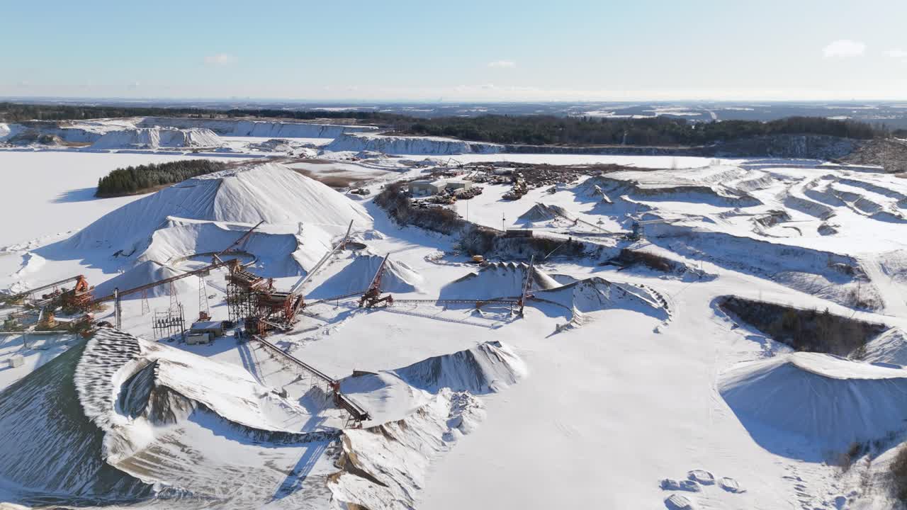 James Dick Quarry aerial view in Caledon, Ontario, snow-covered in a serene winter landscape