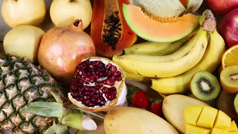 variety of fruits displayed on a white background