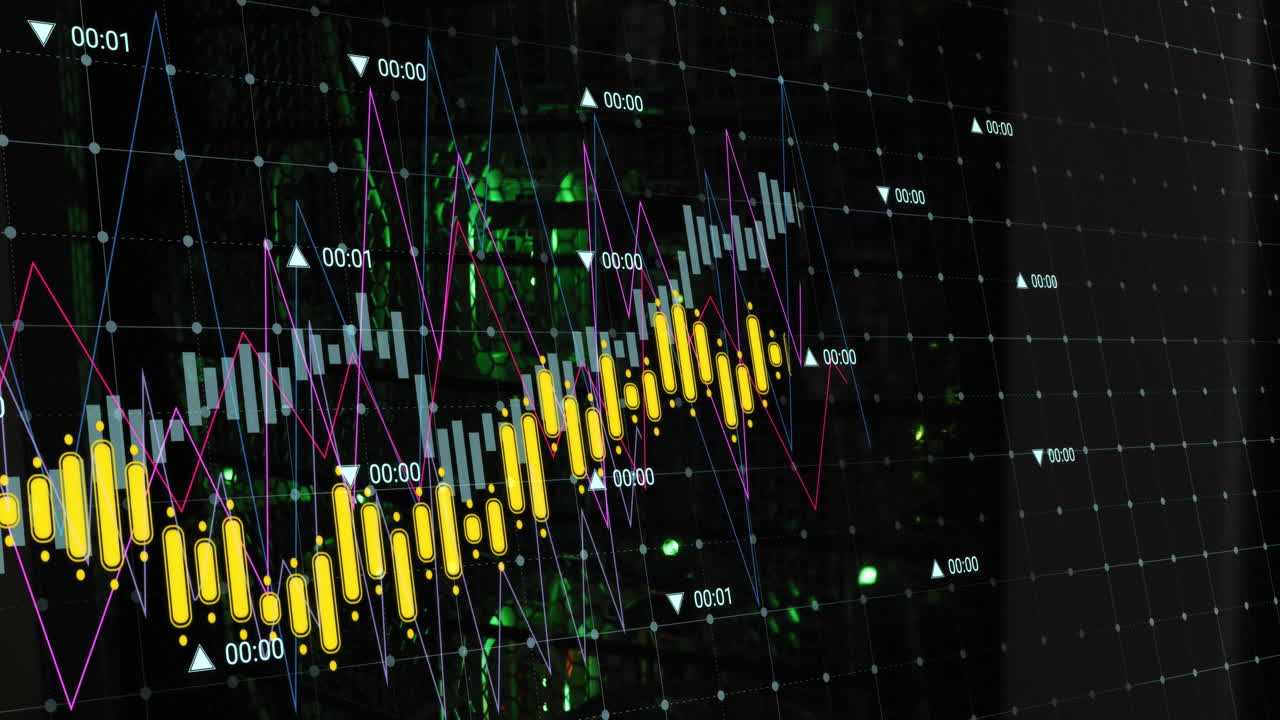 animación del procesamiento de datos a través de servidores informáticos