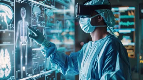 doctor or medical professional using vr/ar for medical imaging or surgery