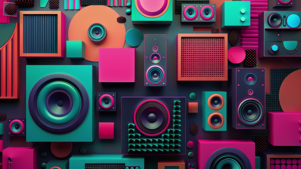 AI background with stereo audio speakers