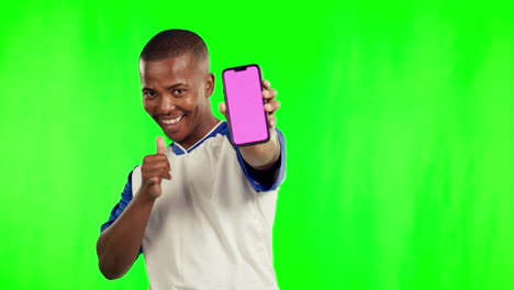 Black-man,-phone-and-mockup-on-green-screen