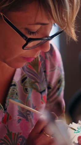 woman painting closeup
