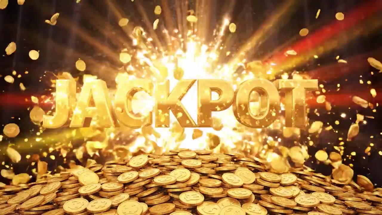 Explosive Celebration of Wealth: A Stunning Visual Journey Through the Thrilling Moments of Winning Big with the Glorious 'JACKPOT' Featuring Glittering Gold Coins.