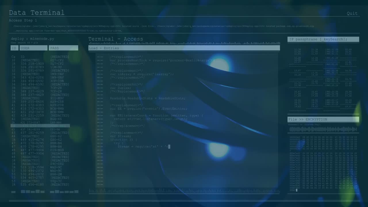 Animation of data processing over server room