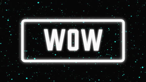 animación pantalla de videojuegos antiguos con la palabra wow escrita
