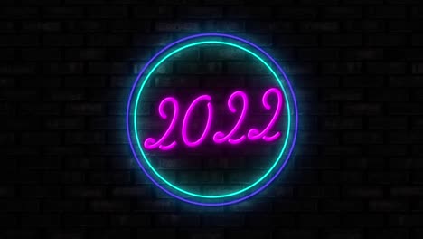 animación del texto de 2022 sobre círculos de neón