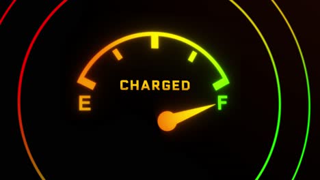 Electric fuel gauge full animation on car dashboard empty fuel to full warning light fills up petrol