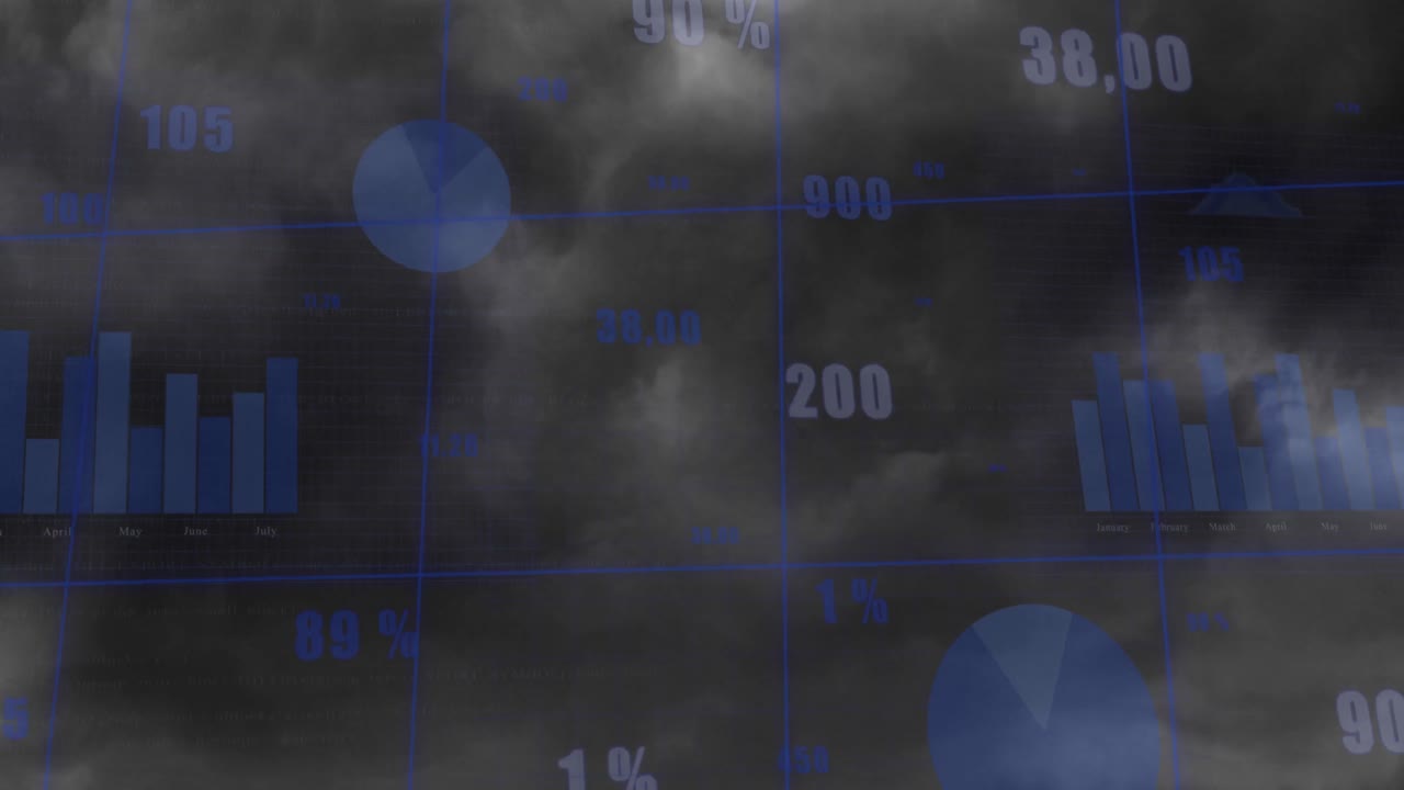 Animation of data processing over clouds
