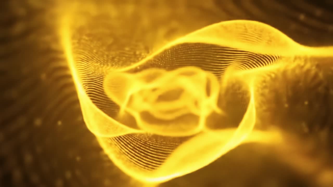 A vibrant golden wave pattern flows gracefully, demonstrating intricate movement and energy within a digital environment that captures attention and imagination.