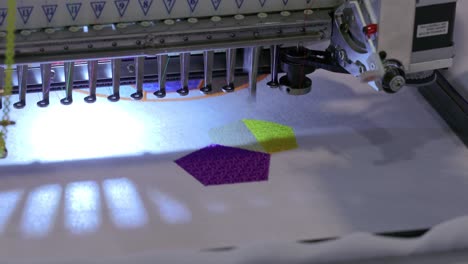 máquina de coser industrial automática para coser por patrón digital. industria textil moderna.