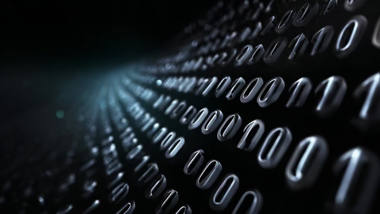 A mesmerizing visual representation of flowing binary code, showcasing a dynamic arrangement of ones and zeros that creates an immersive digital landscape. Perfectly captures the essence of data movement in technology